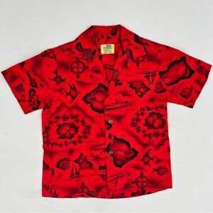 Vintage 1960s Ui-Maikai Hawaiian button down youth child kids tropical shirt